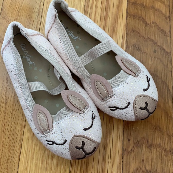 🦙💖 Sparkly Pink Alpaca Toddler Flats - Picture 1 of 4